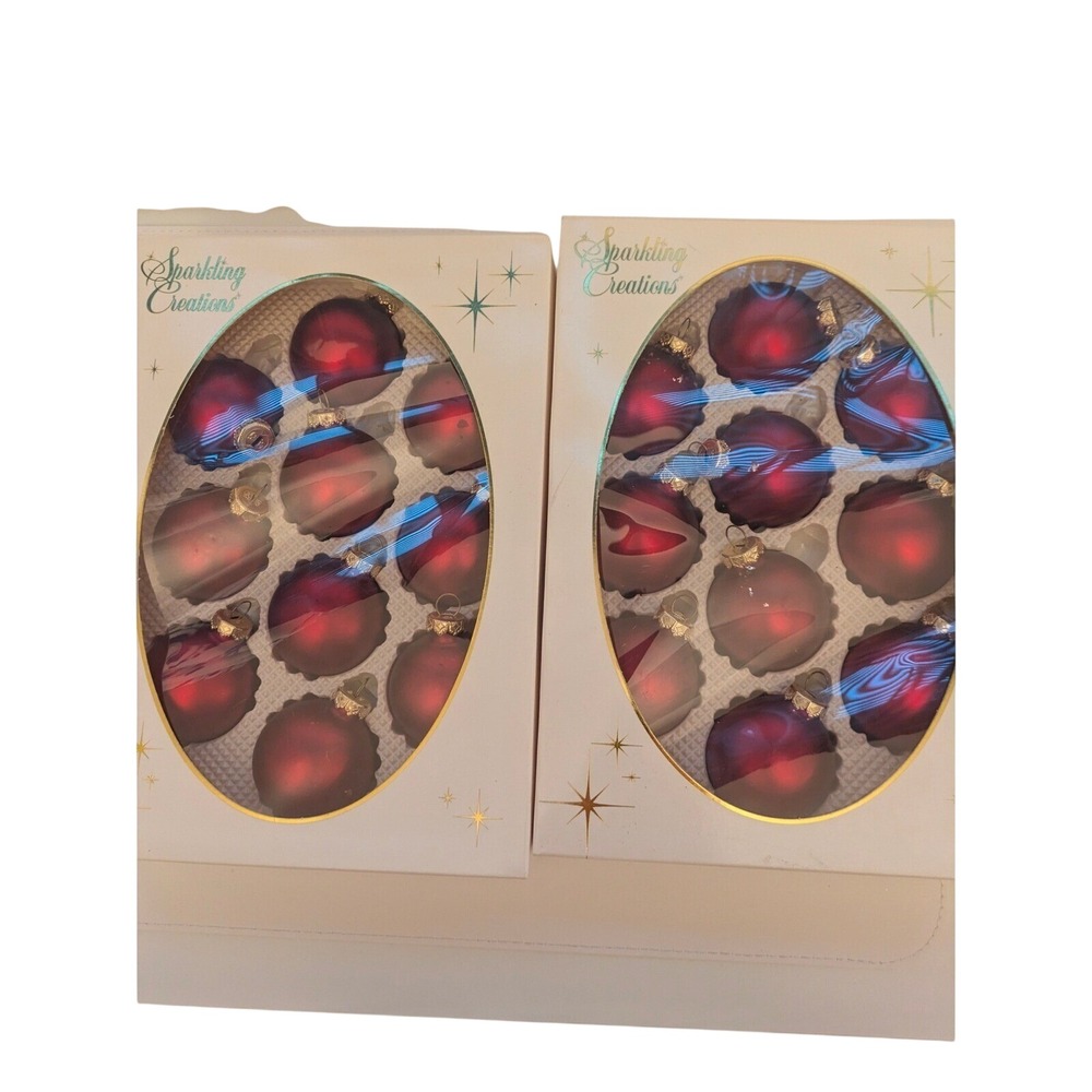 Sparkling Creations Red Glass Christmas Ornaments Set of 20 Frosted Shatterproof